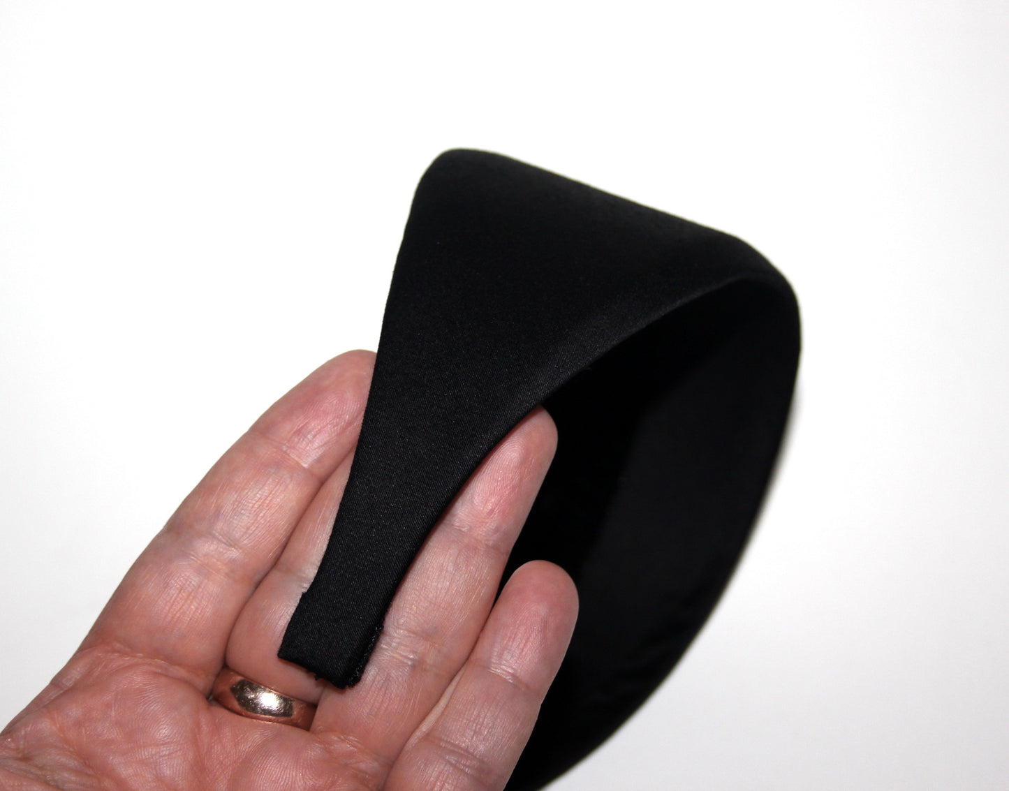 Black cotton/satin headband Plain satin touch hairband scarf, plastic free
