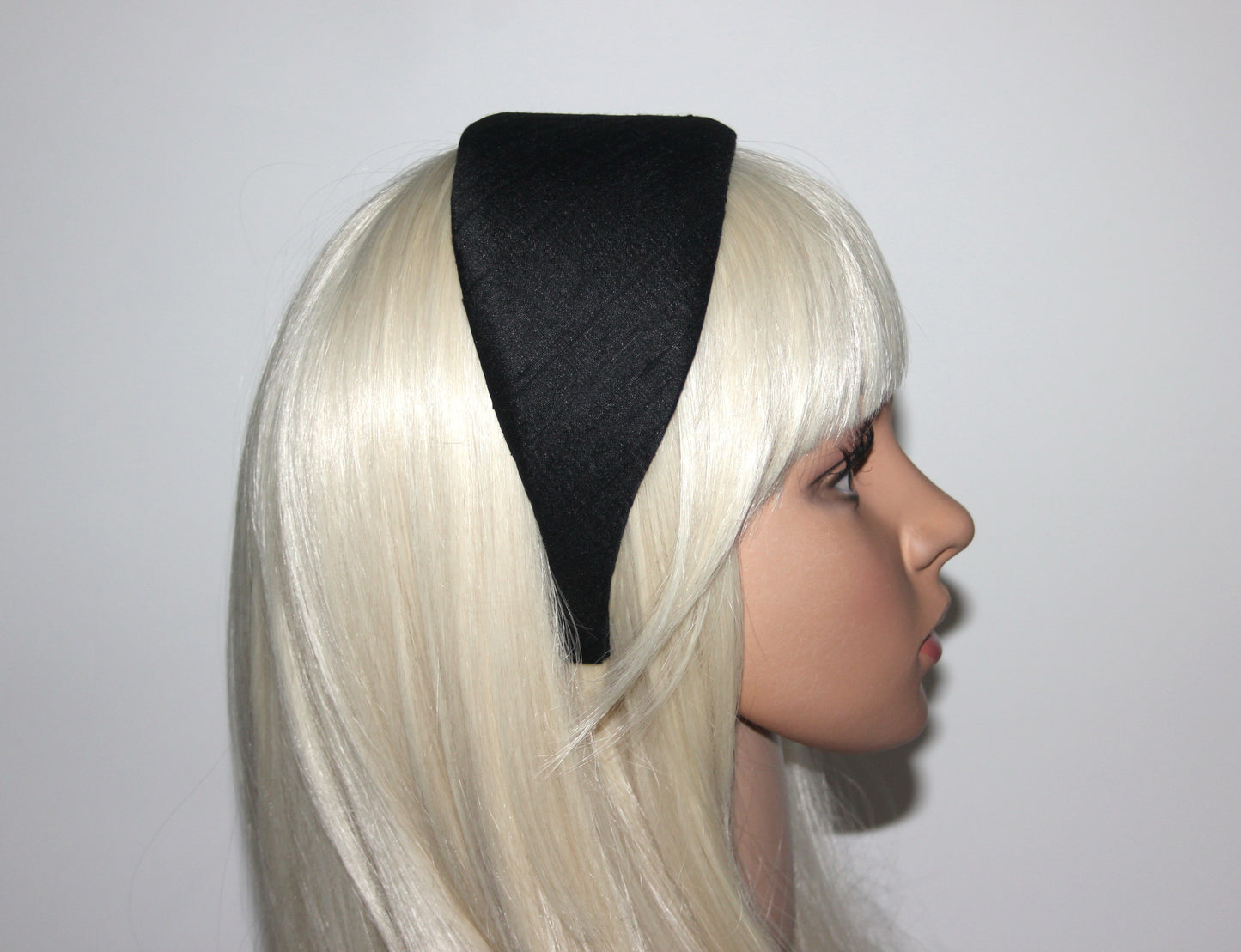 Black Raw Silk headband, Wide head cover Hair protection scarf, plastic free