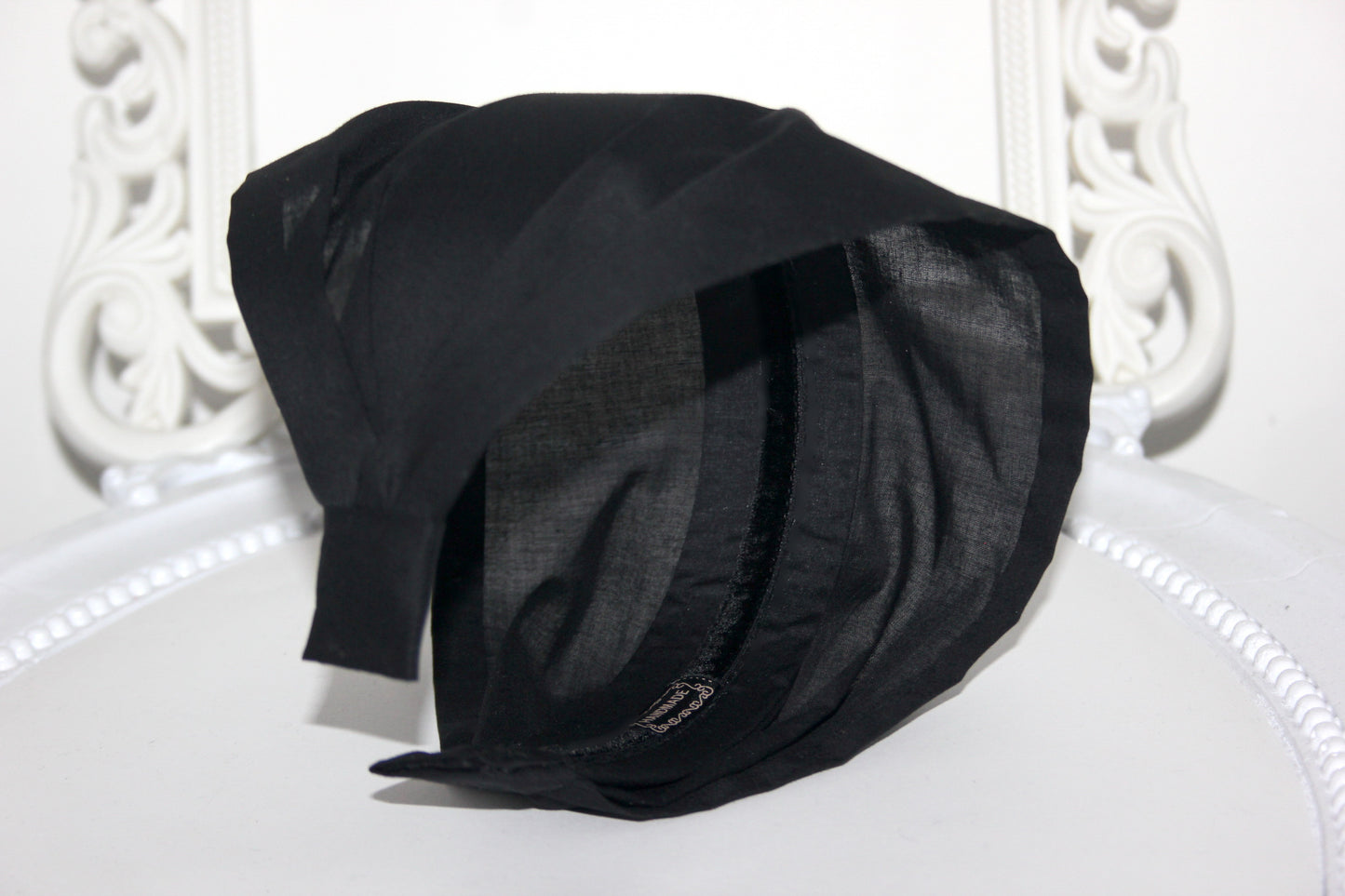 Headband Bandana for women Black batiste cotton head scarf, Running cotton head cover