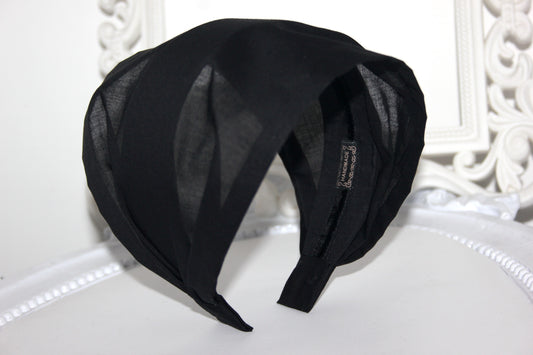 Headband Bandana for women Black batiste cotton head scarf, Running cotton head cover