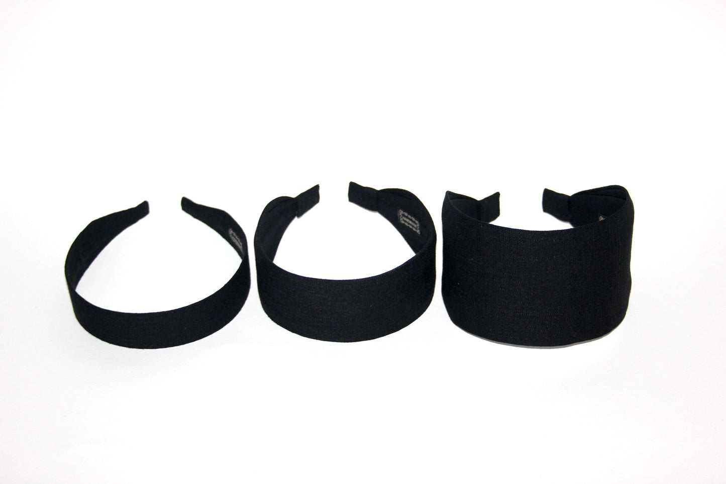 Black linen flat headband Handmade women hairband, adjustable, plastic free