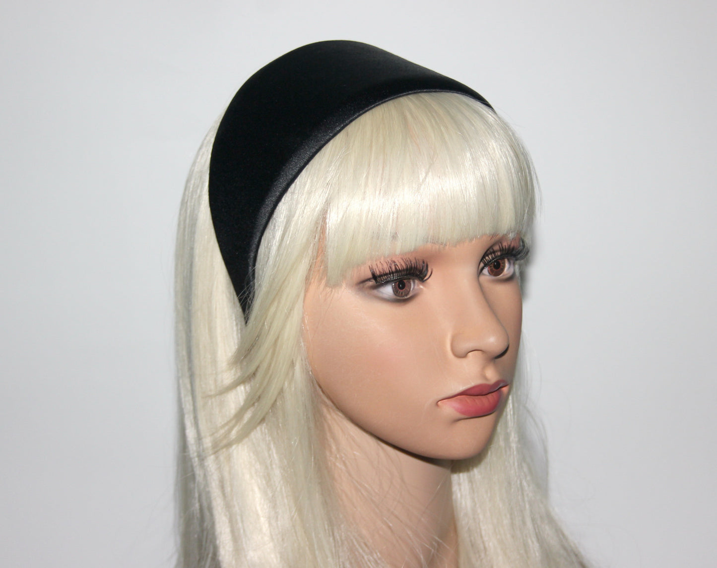 Satin headband Black hairband for women Plastic free head piece