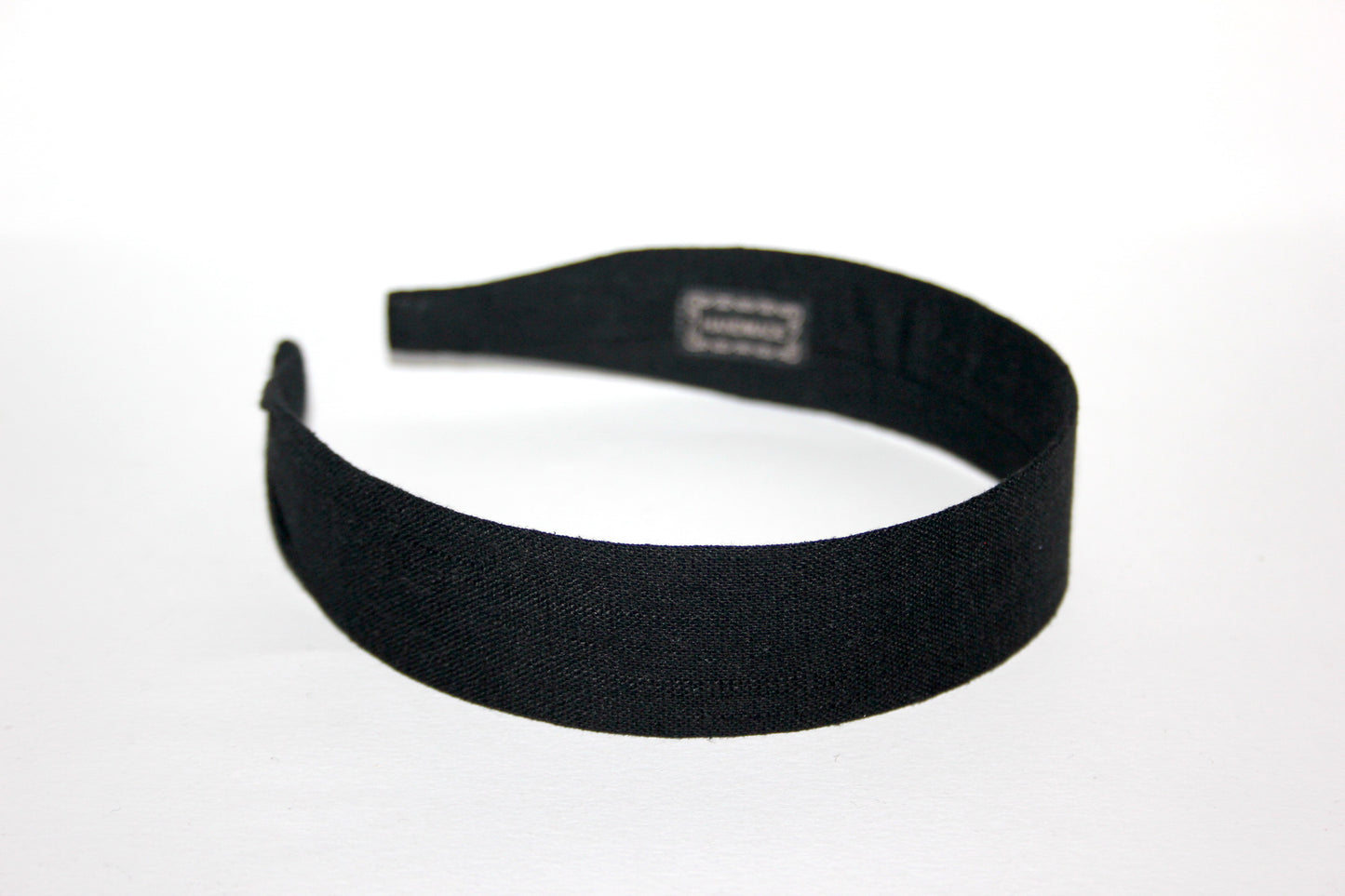 Black linen flat headband Handmade women hairband, adjustable, plastic free