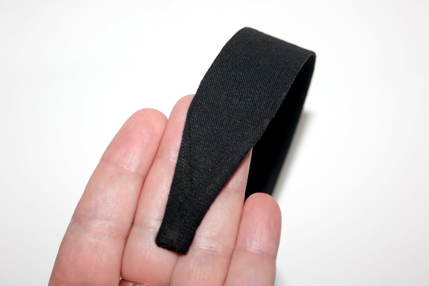Black linen flat headband Handmade women hairband, adjustable, plastic free