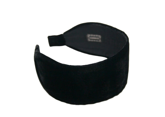 Black poly silk velvet flat headband Handmade women hairband