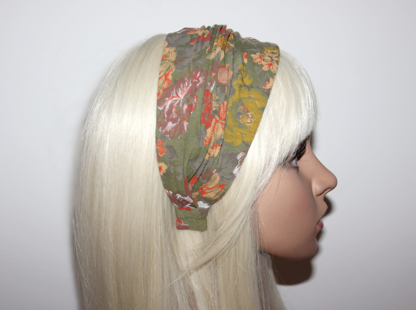 Army Green headband bandana Boho print hairband scarf