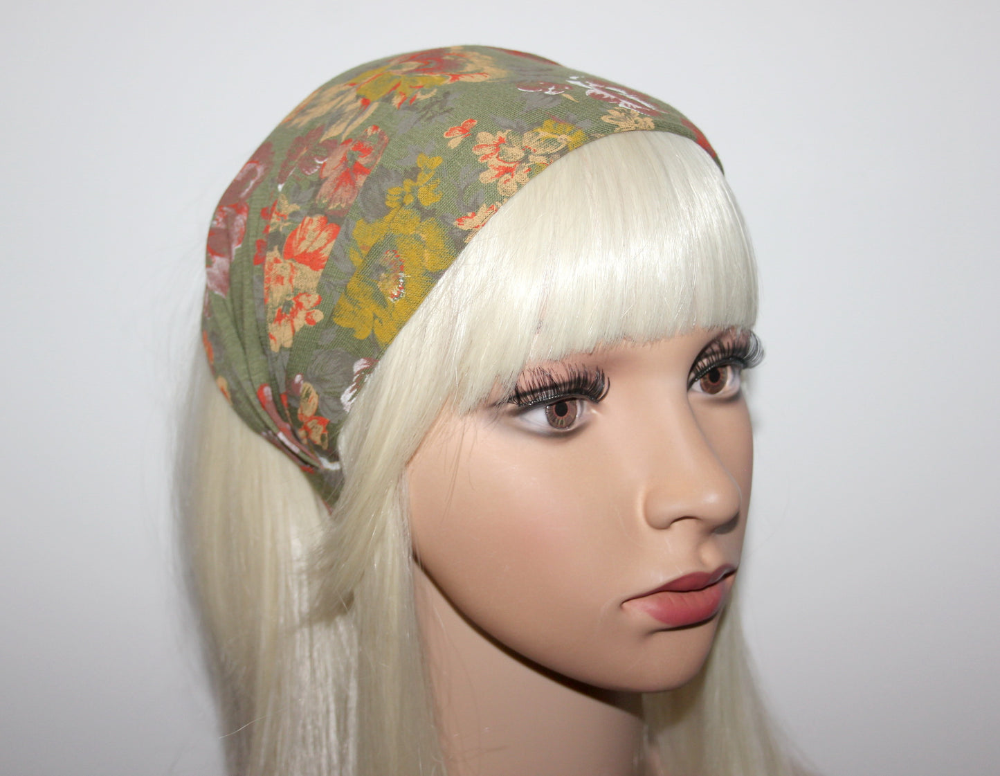 Army Green headband bandana Boho print hairband scarf