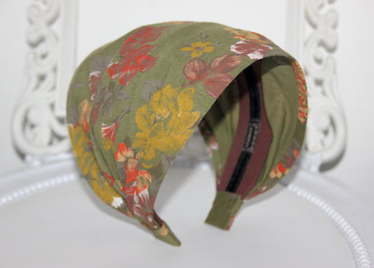 Army Green headband bandana Boho print hairband scarf