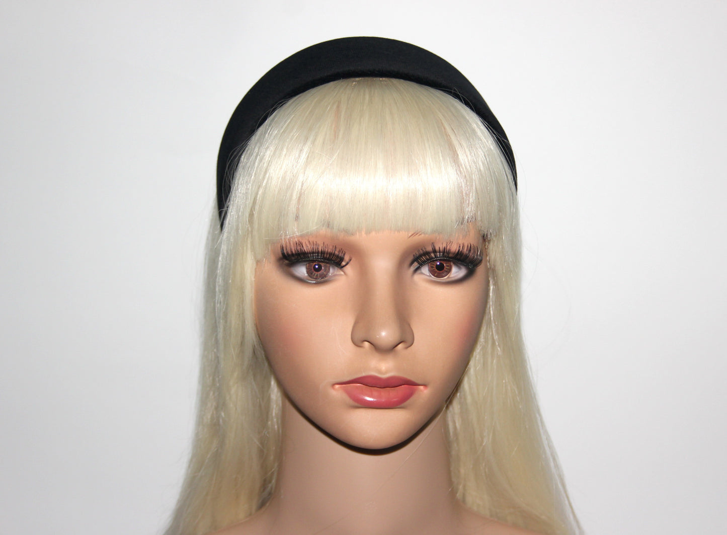 Black cotton velvet headband for women, wide hairband, plastic free