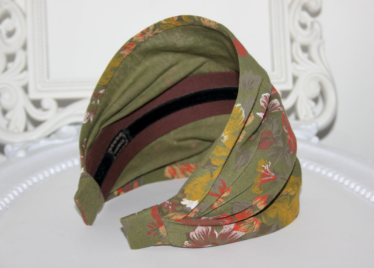 Army Green headband bandana Boho print hairband scarf