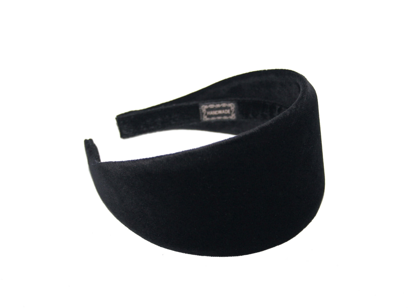 Black cotton velvet headband for women, wide hairband, plastic free