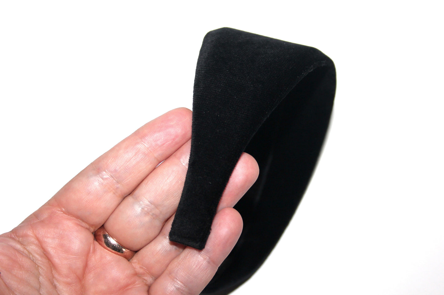Black cotton velvet headband for women, wide hairband, plastic free