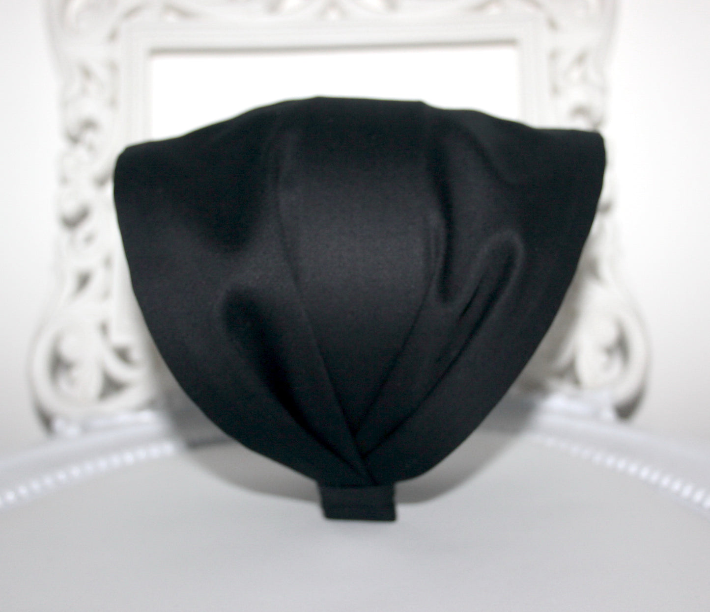 Wide headband bandana Black cotton satin fabric hairband, alopecia head scarf