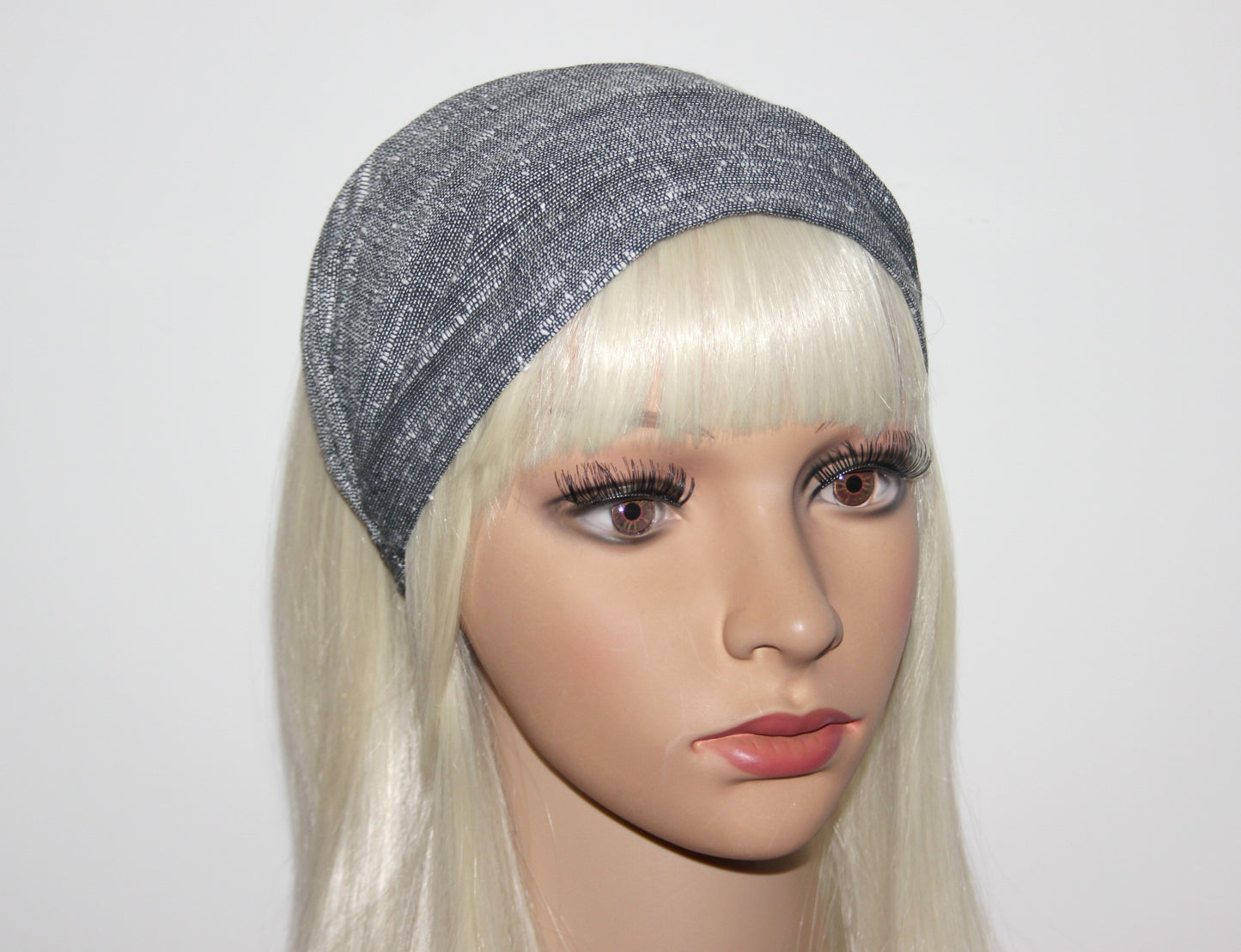 Retro headband bandana Black & White Handloom hippie head scarf