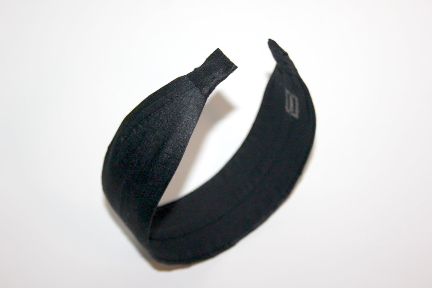 Black raw silk flat headband Handmade women hairband, adjustable, plastic free
