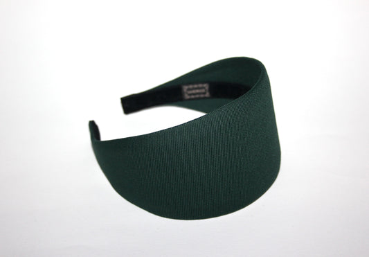 Dark Green fabric headband Wide head scarf women blair waldorf headpiece no plastic adjustable hairband