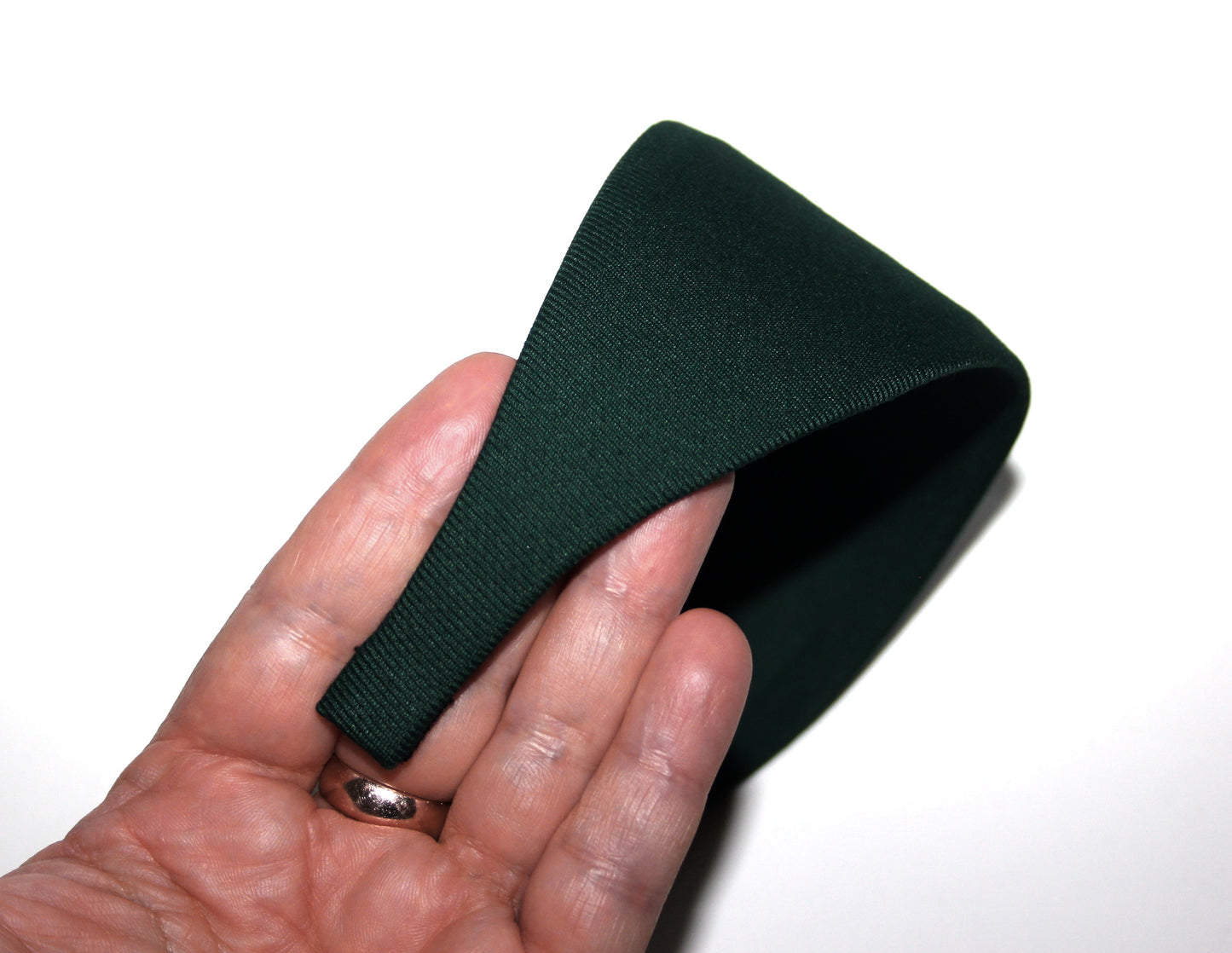 Dark Green fabric headband Wide head scarf women blair waldorf headpiece no plastic adjustable hairband