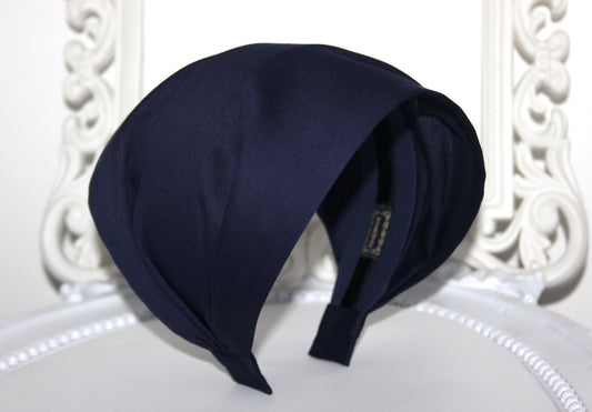 Dark Blue bandana Wide Cotton satin fabric hairband Alopecia head scarf