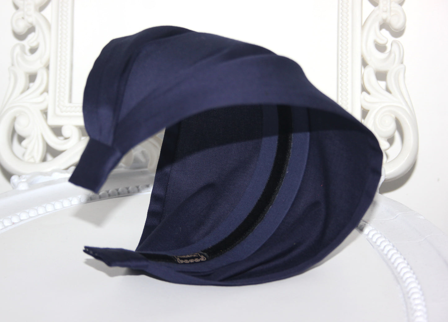 Dark Blue bandana Wide Cotton satin fabric hairband Alopecia head scarf