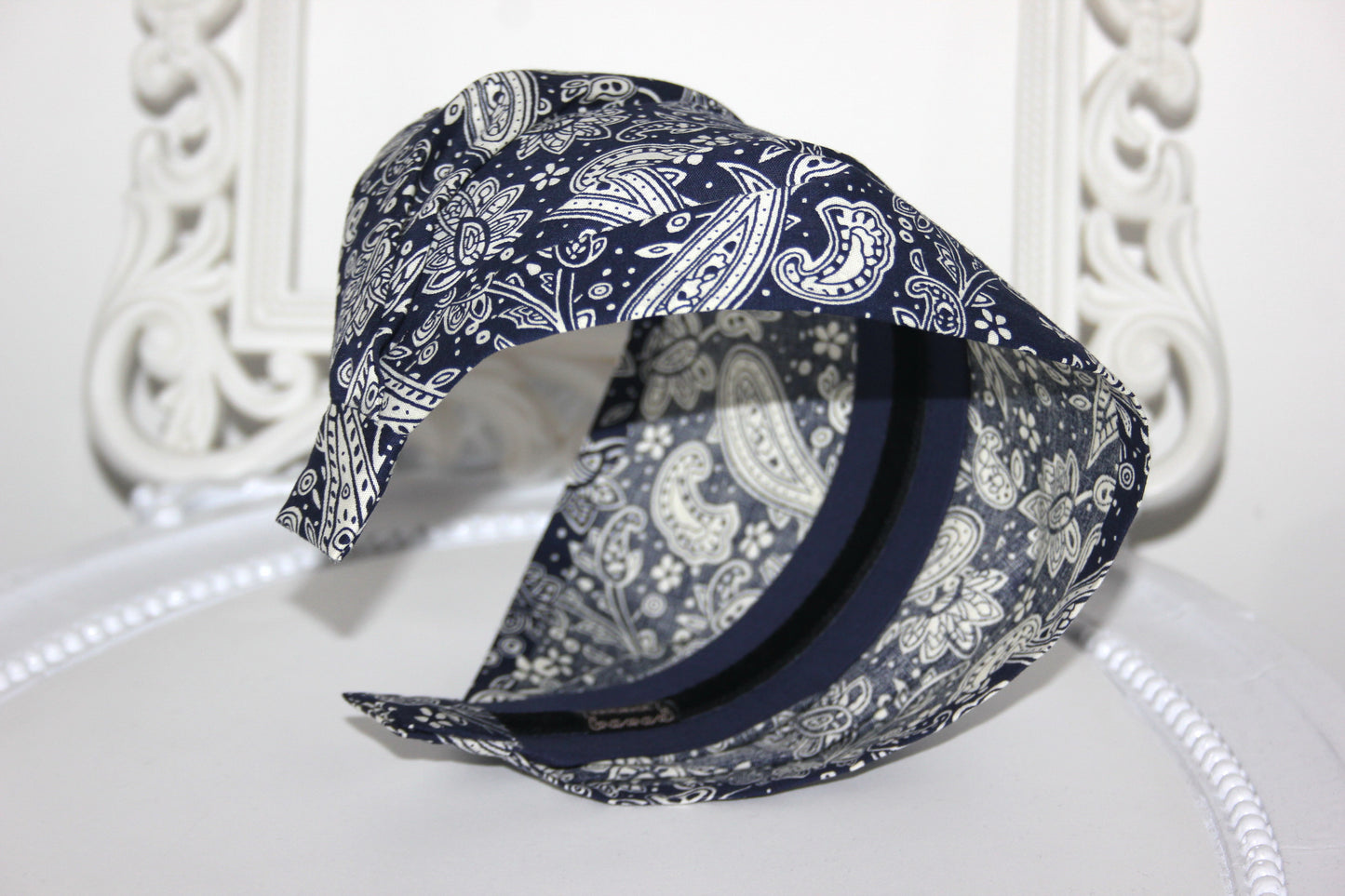 Bandana Headband Dark Blue Boho paisley print hairband scarf