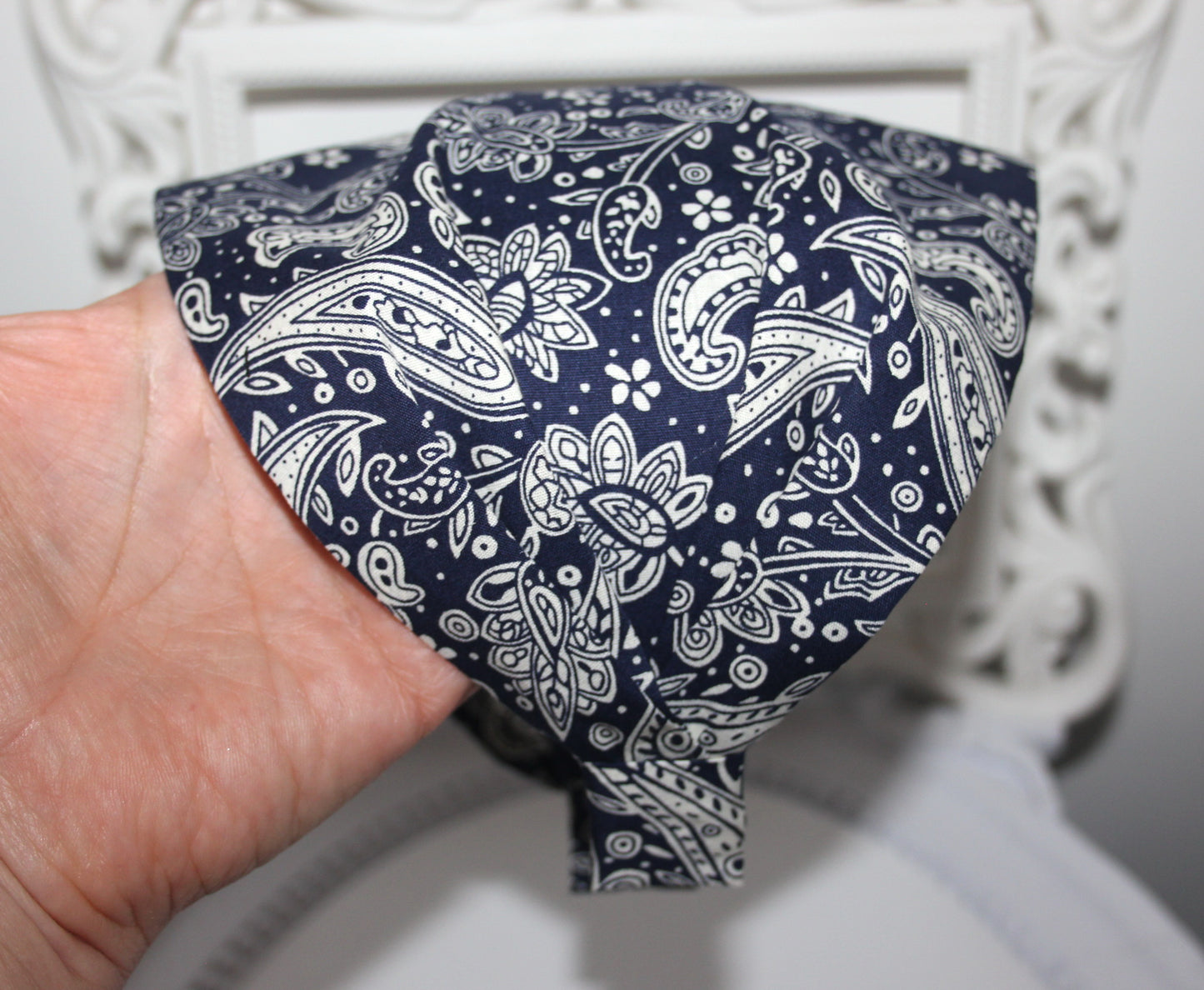 Bandana Headband Dark Blue Boho paisley print hairband scarf
