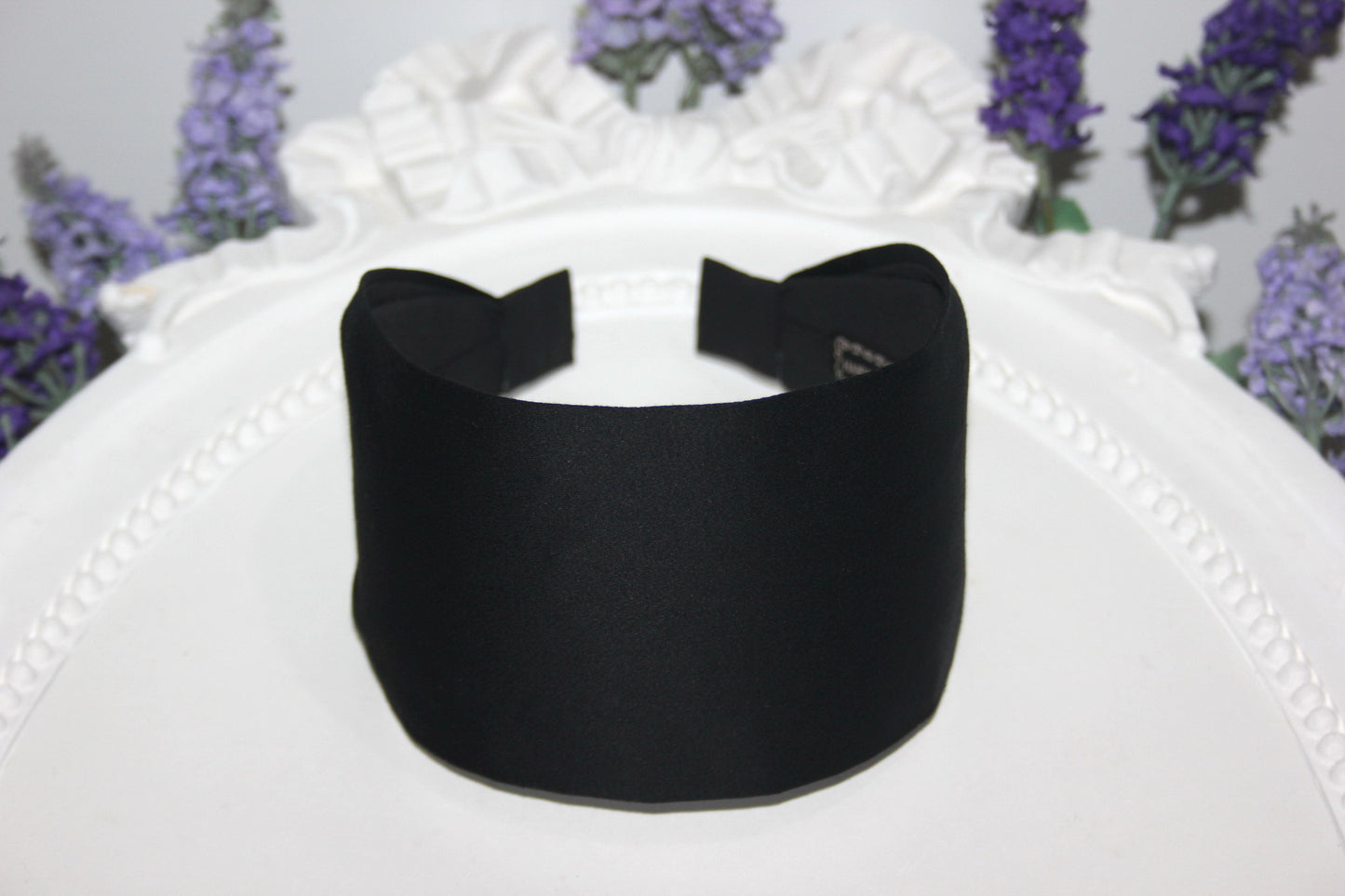 Black flat headband Wide plain cotton head scarf