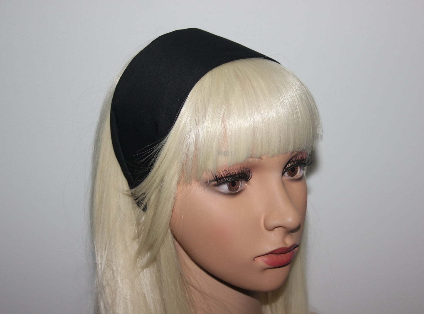 Black flat headband Wide plain cotton head scarf