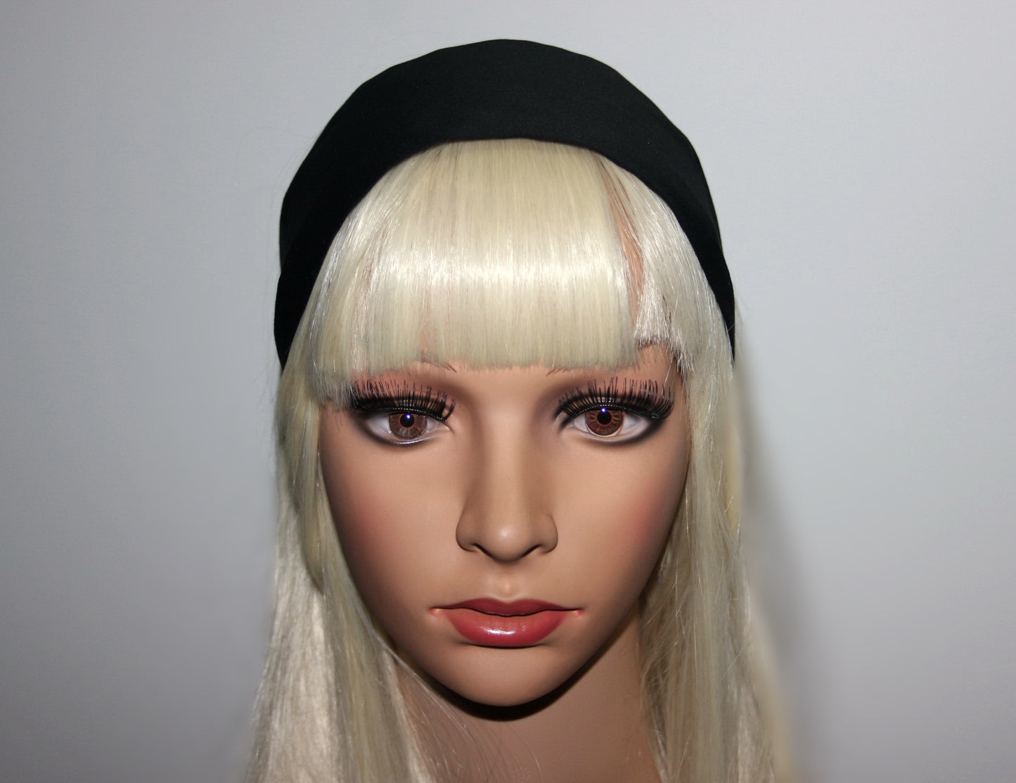 Black flat headband Wide plain cotton head scarf
