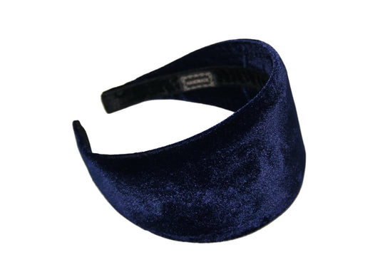 Navy silk velvet headband from narrow to extra wide hairband for women, plastic free