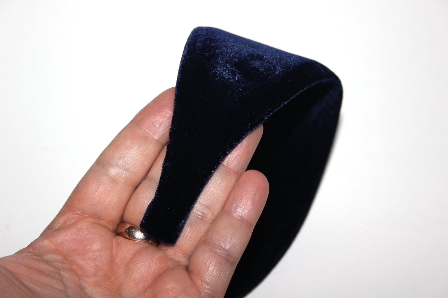 Navy silk velvet headband from narrow to extra wide hairband for women, plastic free