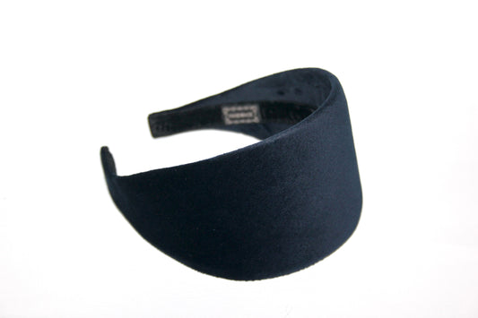 Dark Blue cotton velvet headband for women, from narrow to extra wide hairband, plastic free