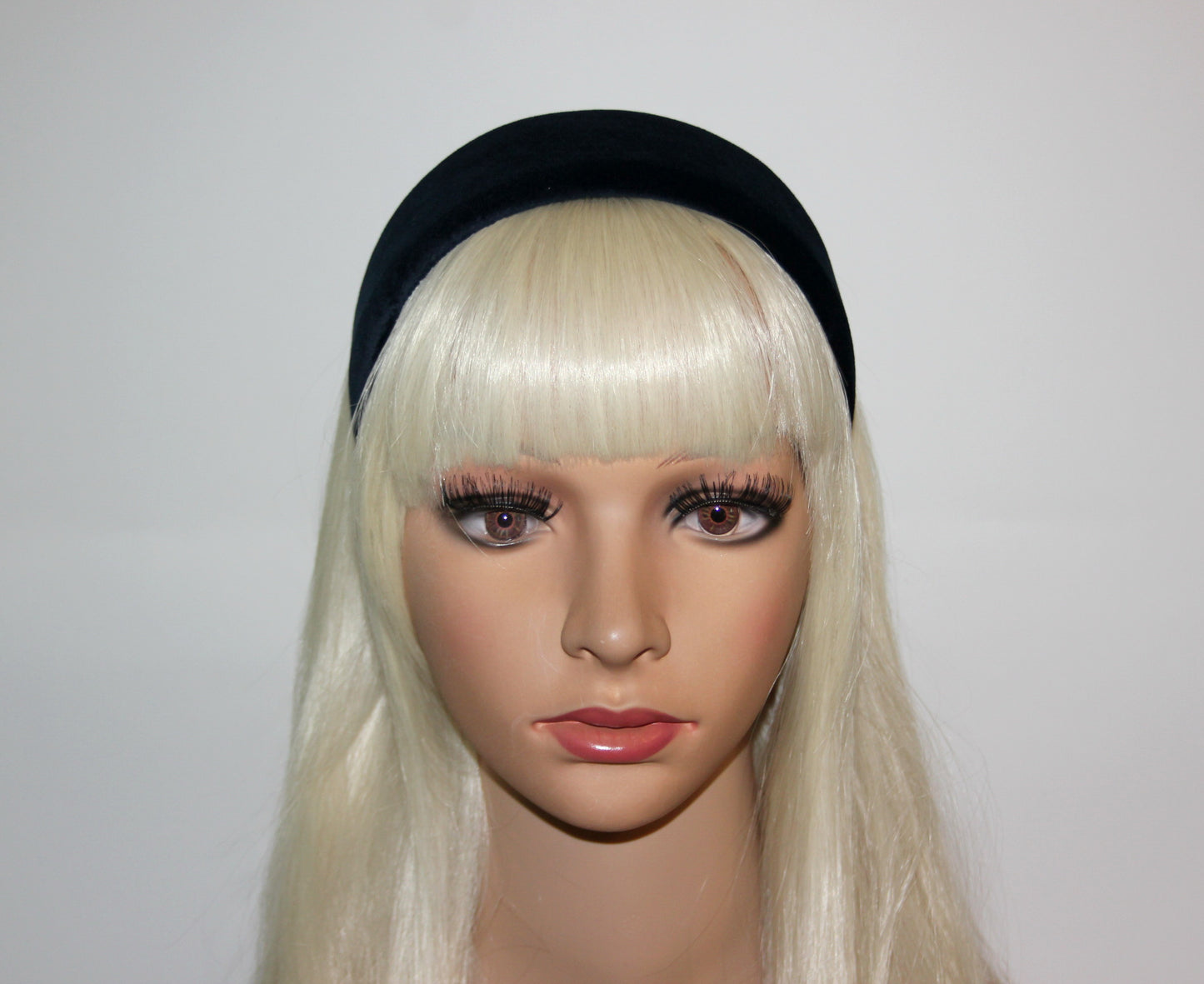 Dark Blue cotton velvet headband for women, from narrow to extra wide hairband, plastic free