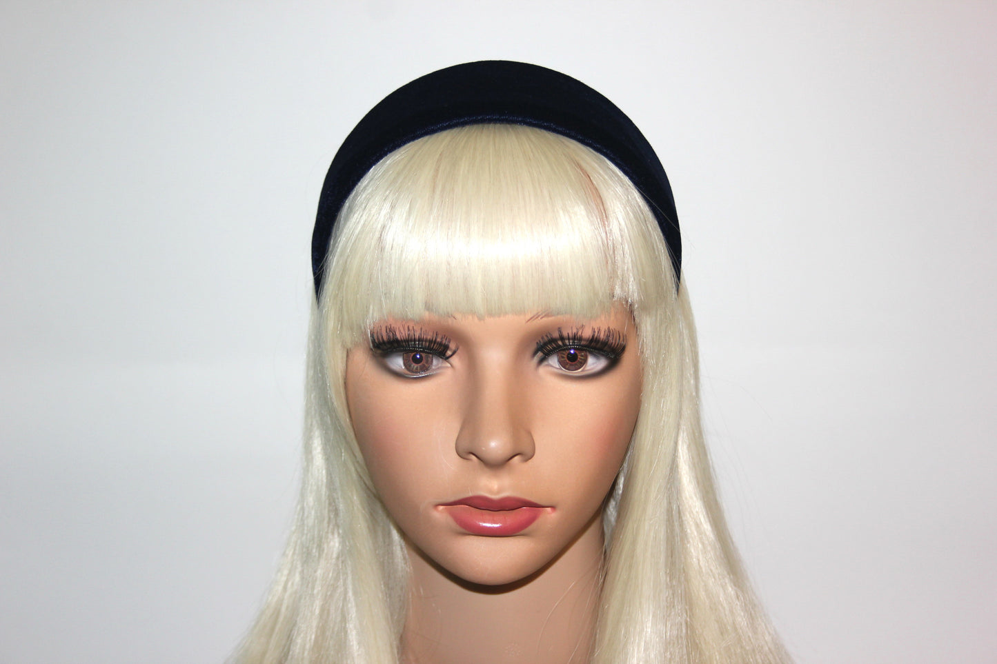 Navy silk velvet headband from narrow to extra wide hairband for women, plastic free