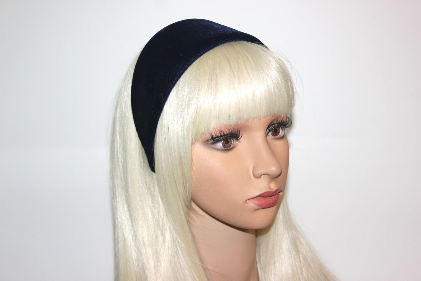 Navy silk velvet headband from narrow to extra wide hairband for women, plastic free