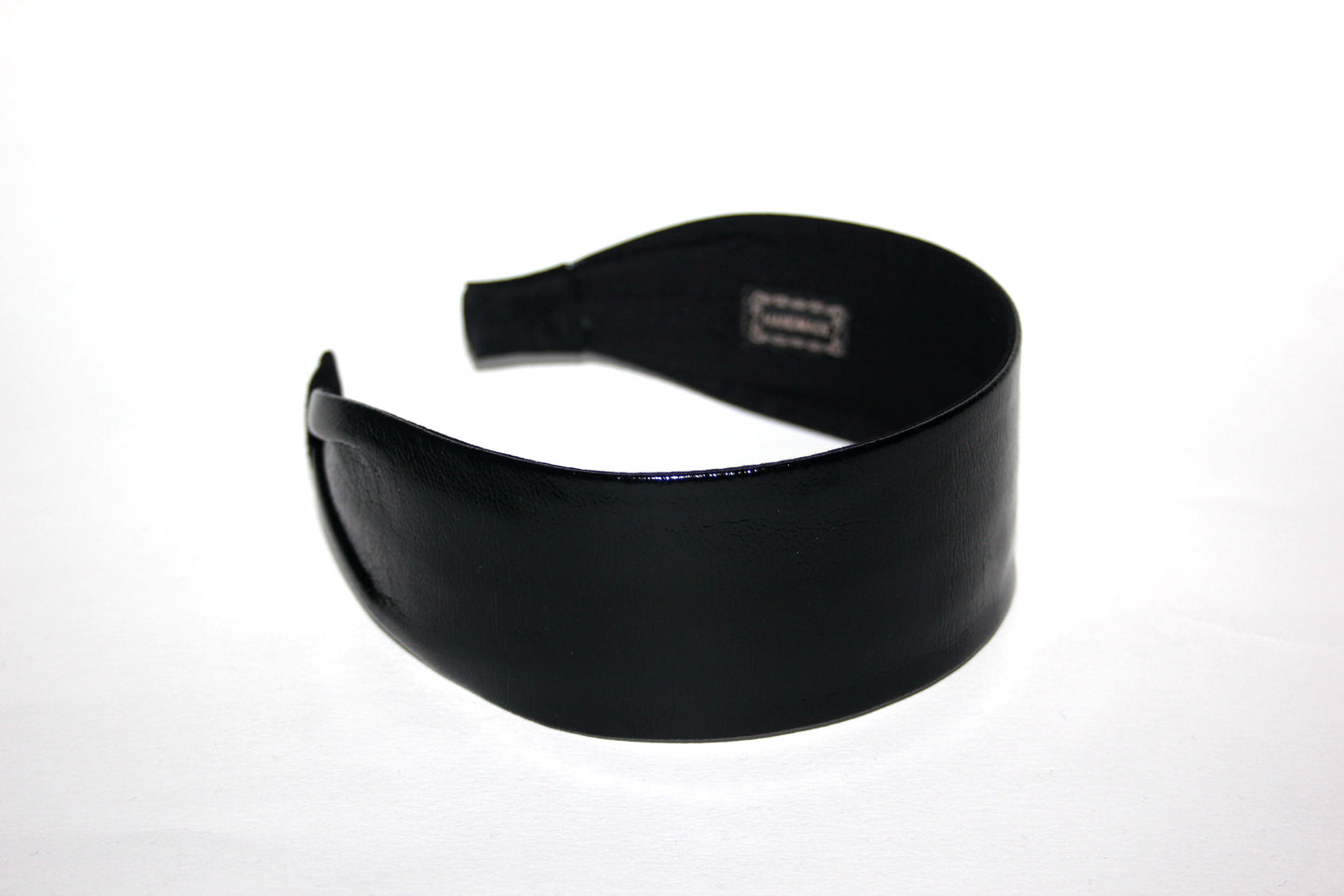 Patent leather flat headband Black rockabilly head scarf Handmade women hairband