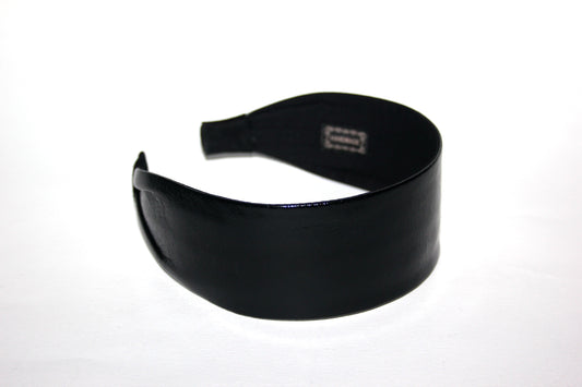 Patent leather flat headband Black rockabilly head scarf Handmade women hairband