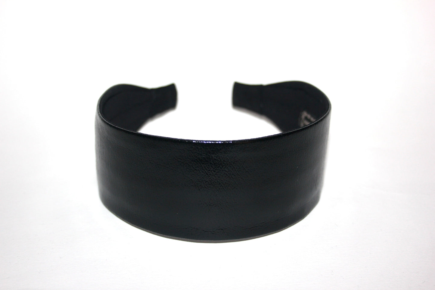 Patent leather flat headband Black rockabilly head scarf Handmade women hairband