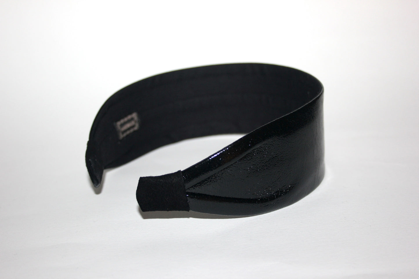 Patent leather flat headband Black rockabilly head scarf Handmade women hairband