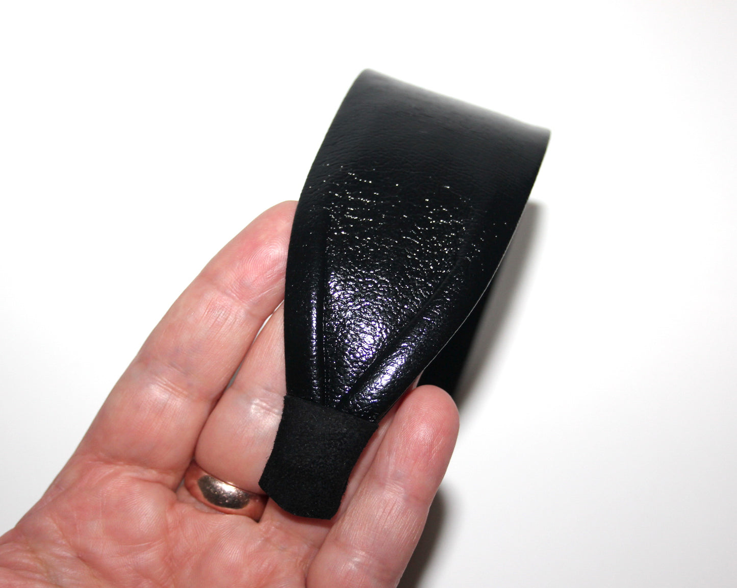 Patent leather flat headband Black rockabilly head scarf Handmade women hairband