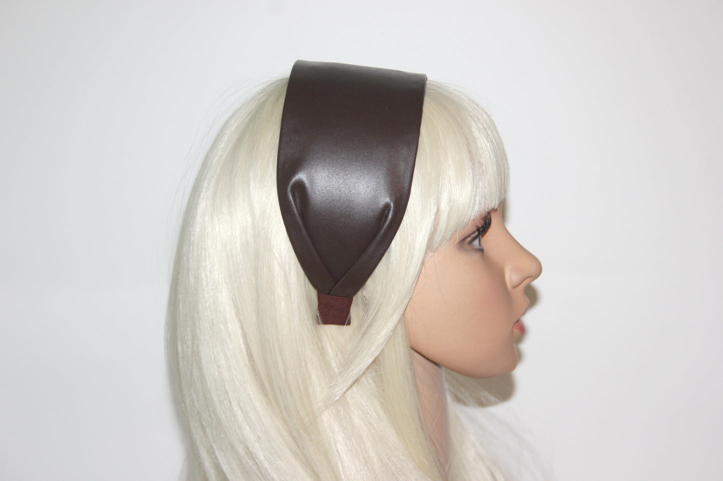Dark Brown headband wide leather women headpiece