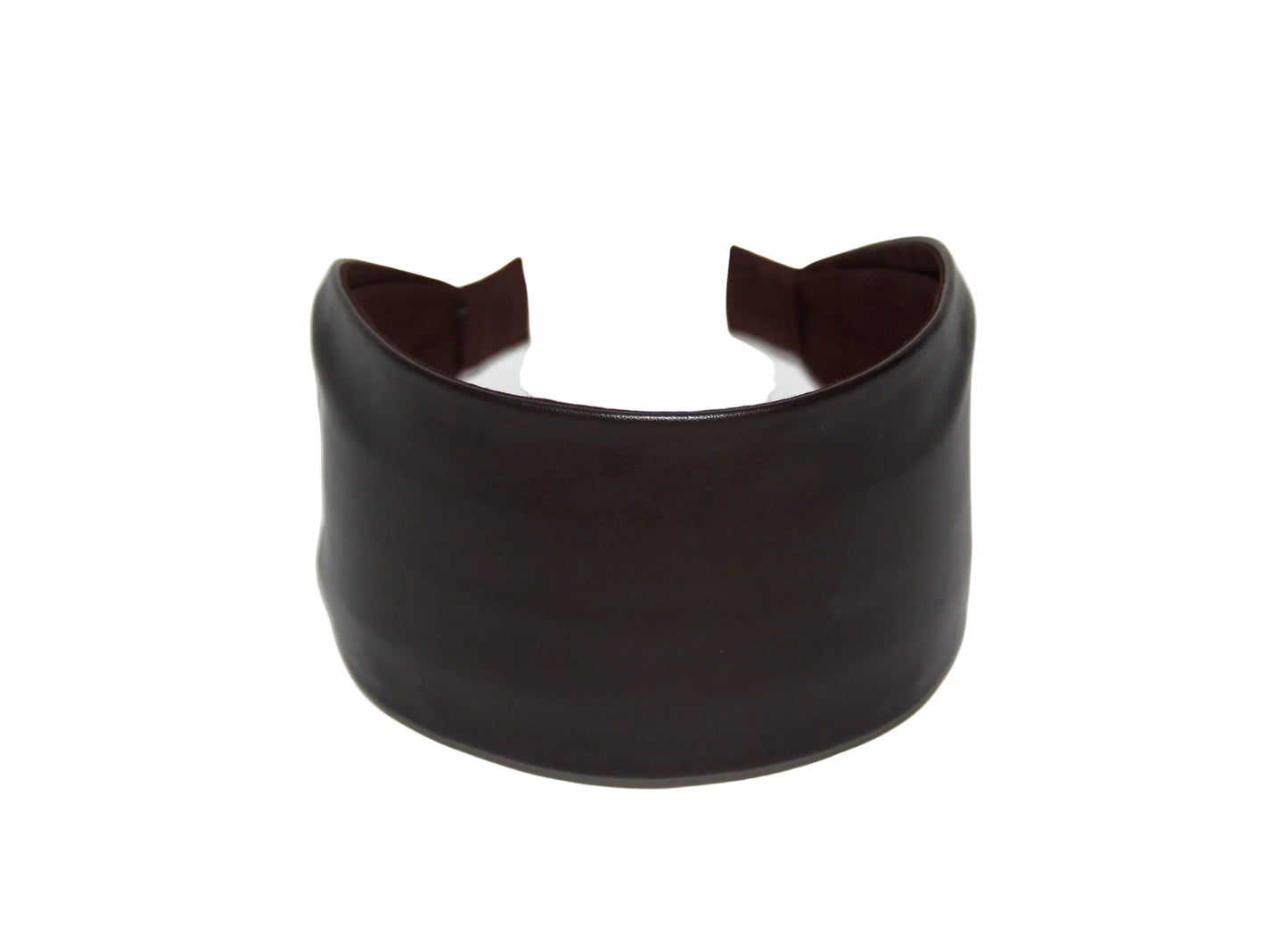 Dark Brown headband wide leather women headpiece