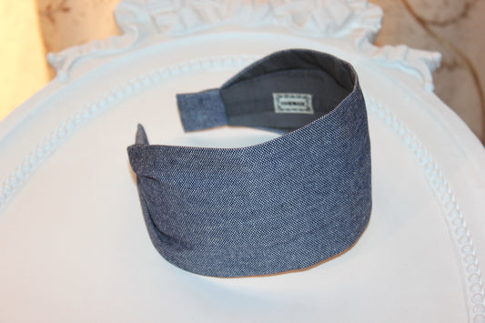 Chambray headband women gray blue fabric hairband