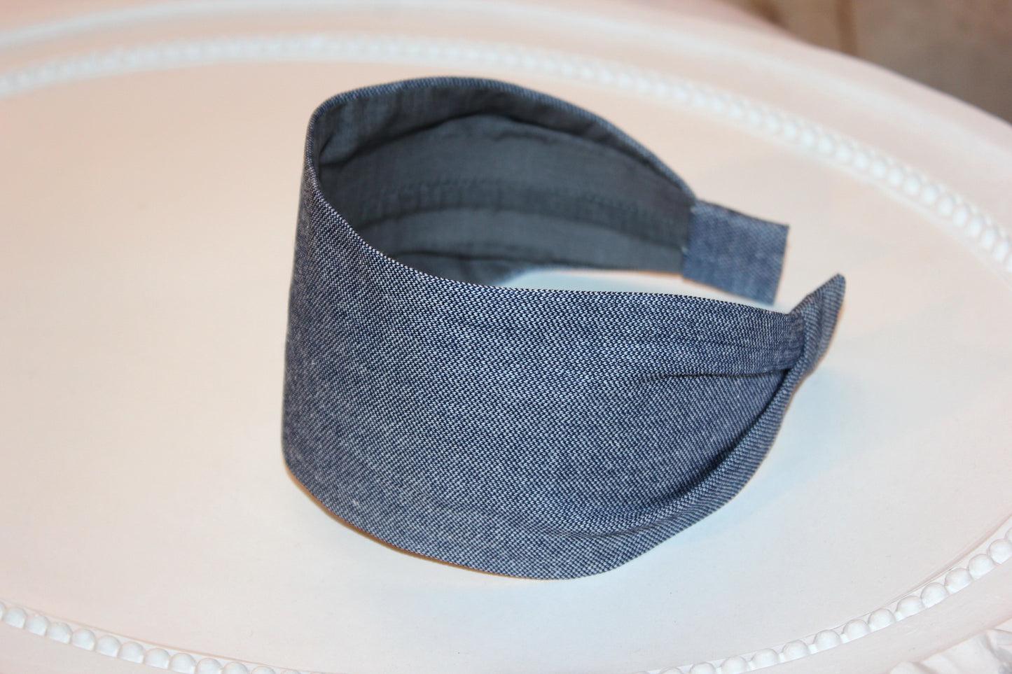 Chambray headband women gray blue fabric hairband