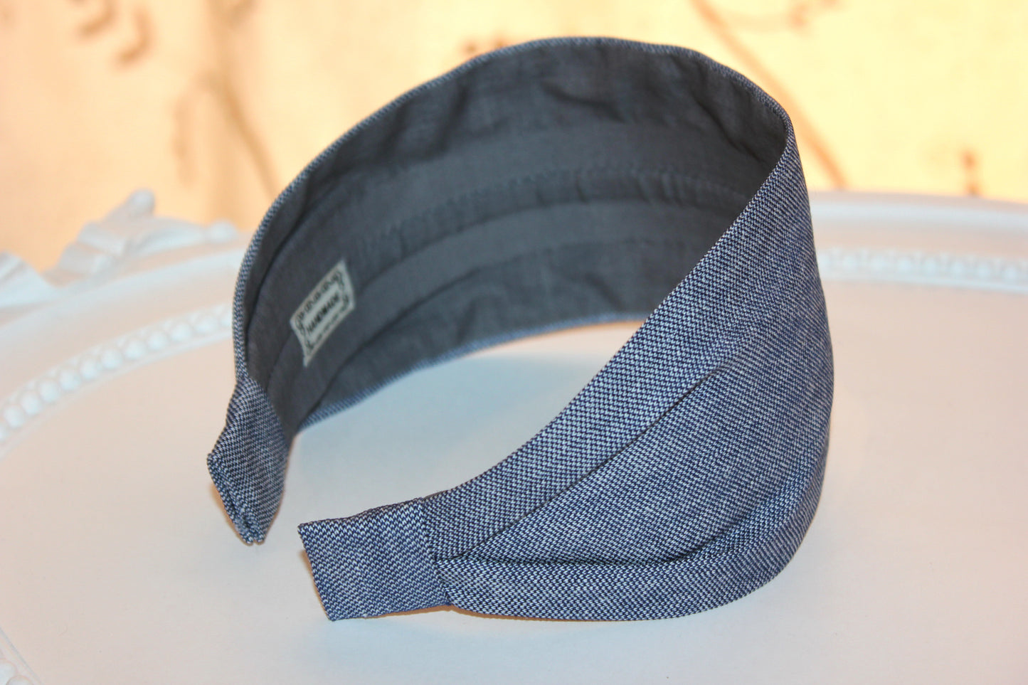 Chambray headband women gray blue fabric hairband