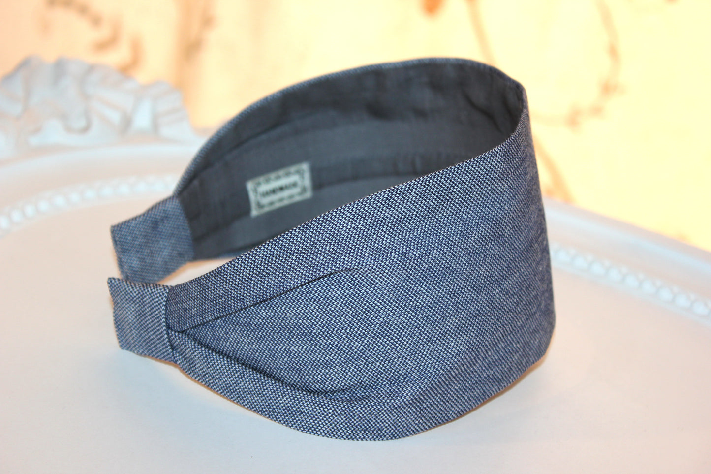 Chambray headband women gray blue fabric hairband