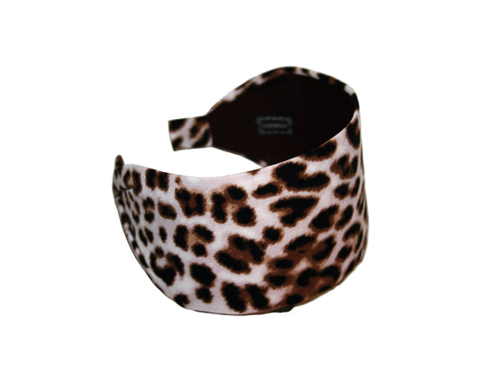 Animal print headband Ivory,Brown & Black wide fabric hairband Comfy head covering