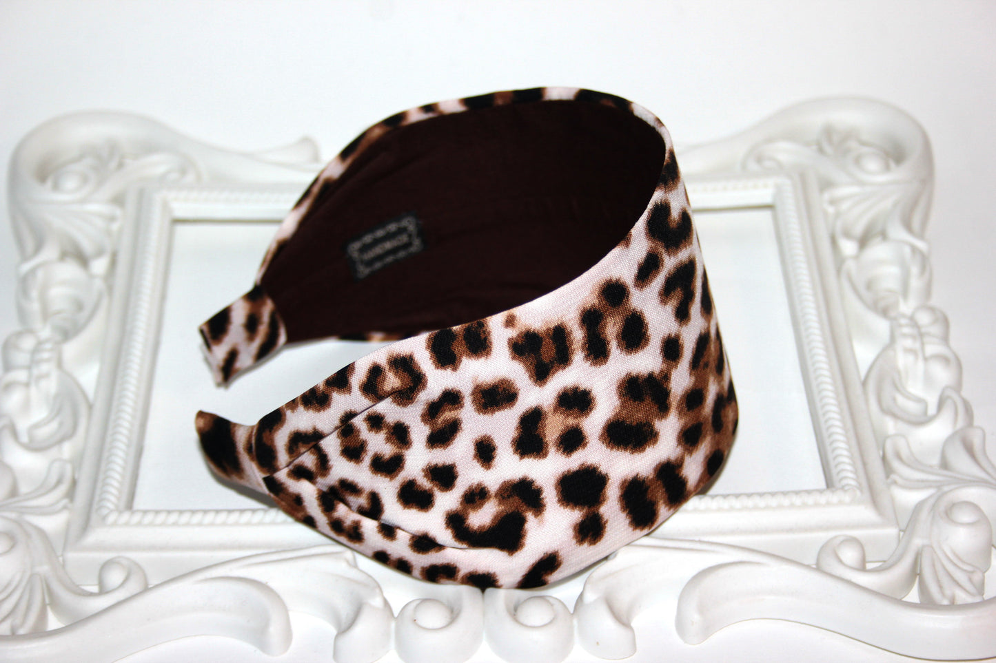 Animal print headband Ivory,Brown & Black wide fabric hairband Comfy head covering