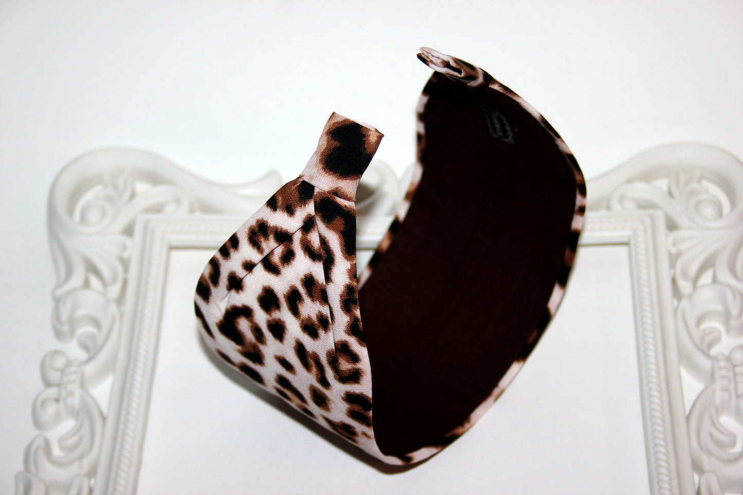 Animal print headband Ivory,Brown & Black wide fabric hairband Comfy head covering