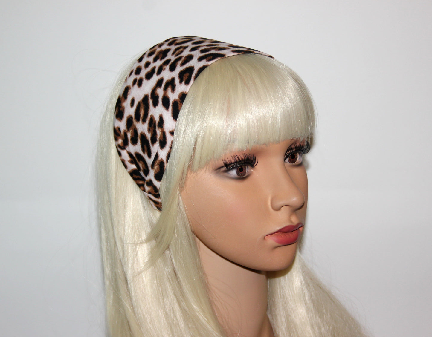 Animal print headband Ivory,Brown & Black wide fabric hairband Comfy head covering