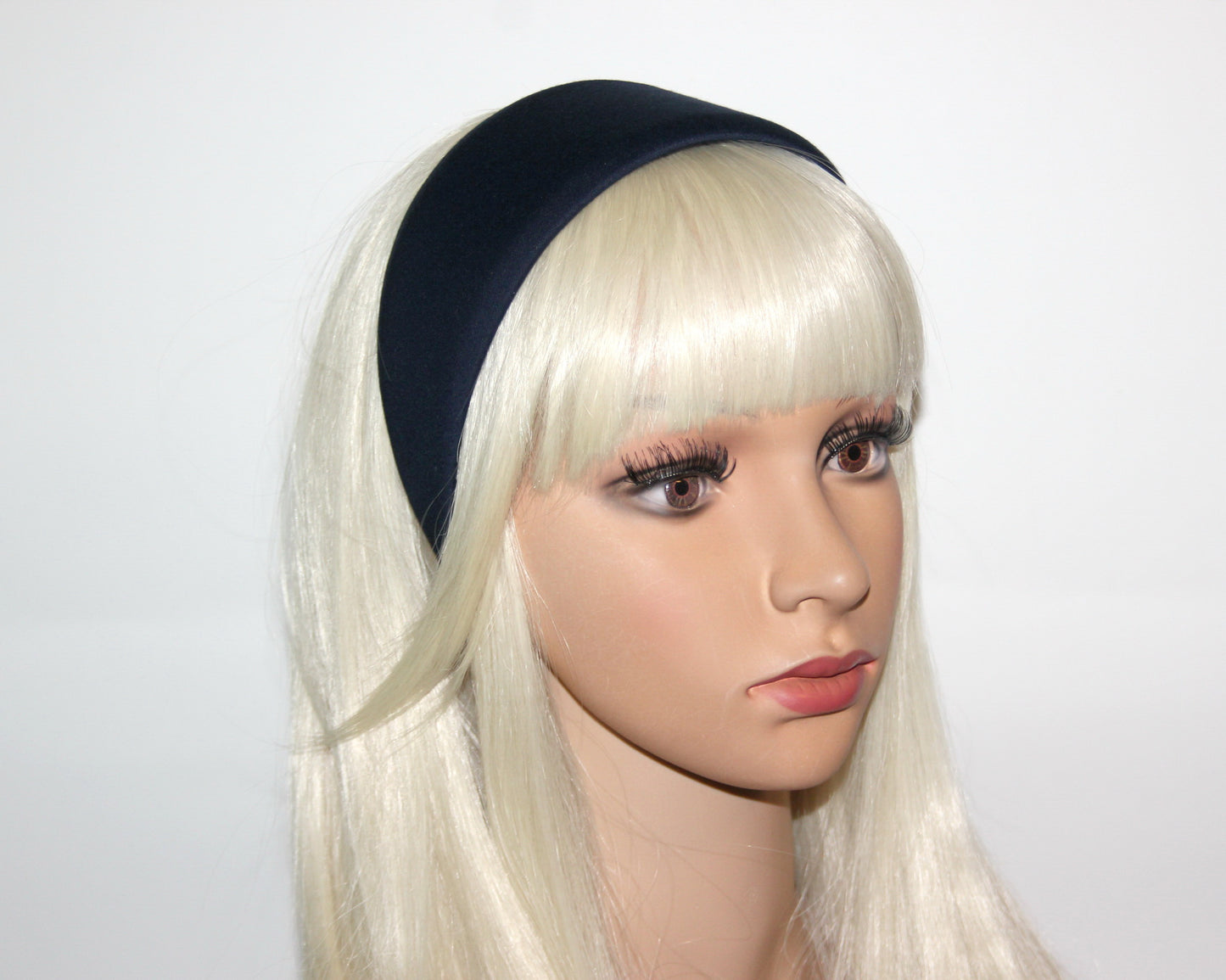 Dark Blue fabric headband Wide head cover for women Waldorf style, plastic free